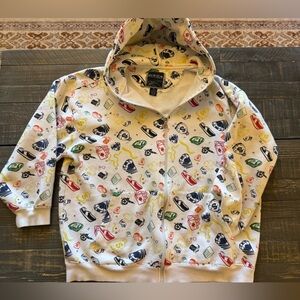 HipHop Collage Studded Full Zip Hoodie Multicolor Size 2XL